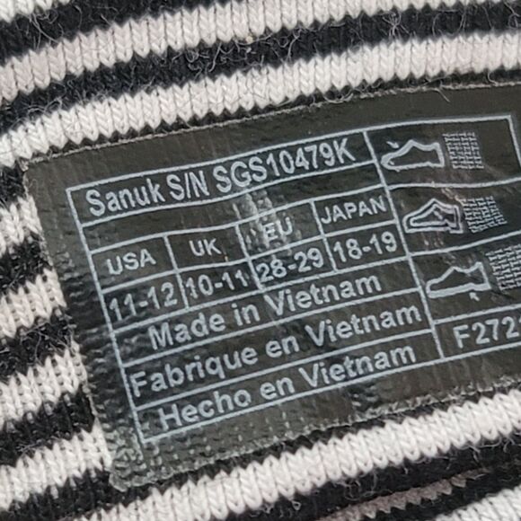 New Sanuk 'Lil Yoga Sling' Sandals Black/White Striped Girls SZ 11-12 Flip-Flops - Picture 7 of 7